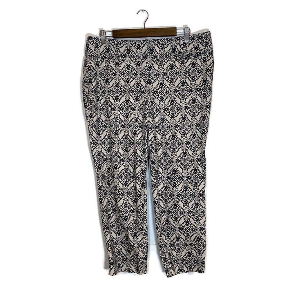 Loft Marisa Ankle Pants Sz 12 Straight Skinny Leg Boho Print Dress